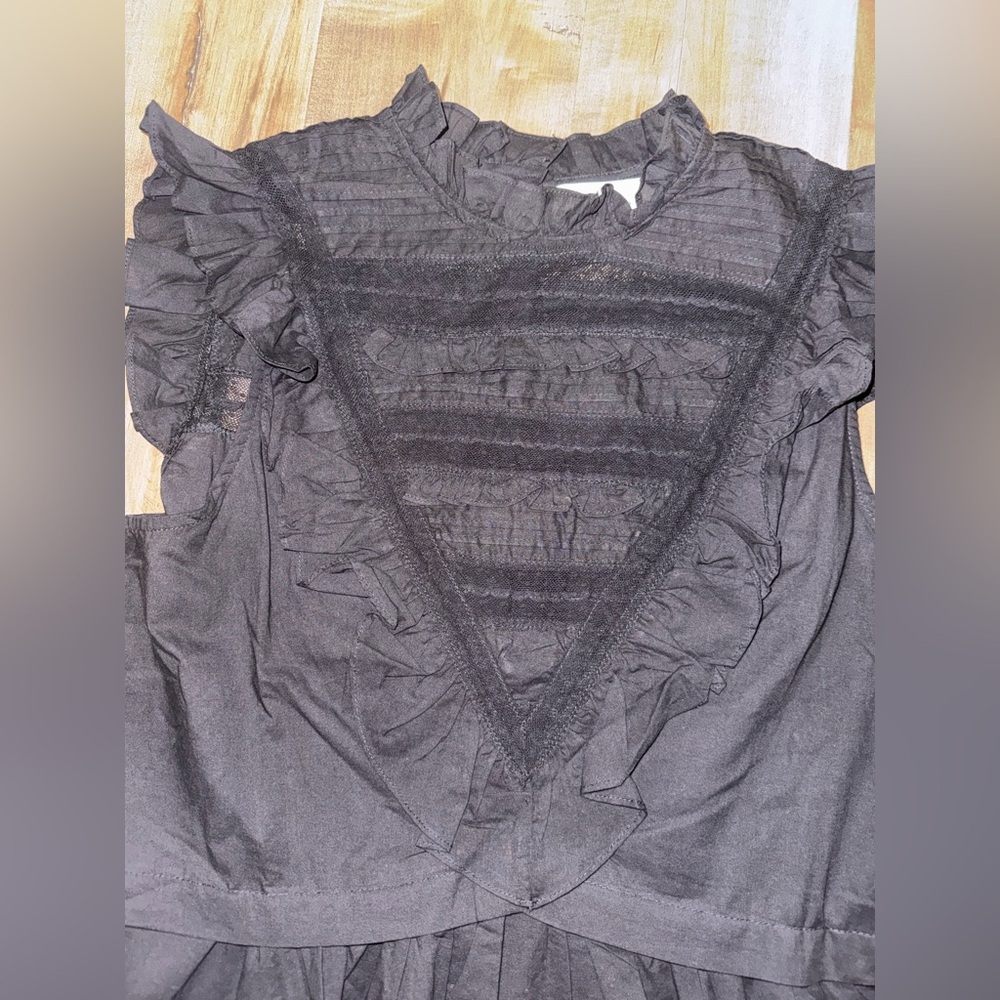 Tuckernuck Pomander Place Black Cecil Ruffle Lace Mini Dress XL NWOT - Picture 6 of 11